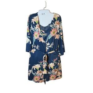 Floral by Flora Nikrooz Cami Short & Robe Floral 3 Pc Pajama Set Medium NWOT